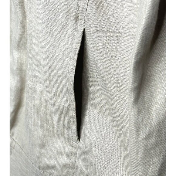 Lucy & Laurel Womens Shirt 100% Linen Button Up Top Collared Beige Size 3X - Picture 8 of 16